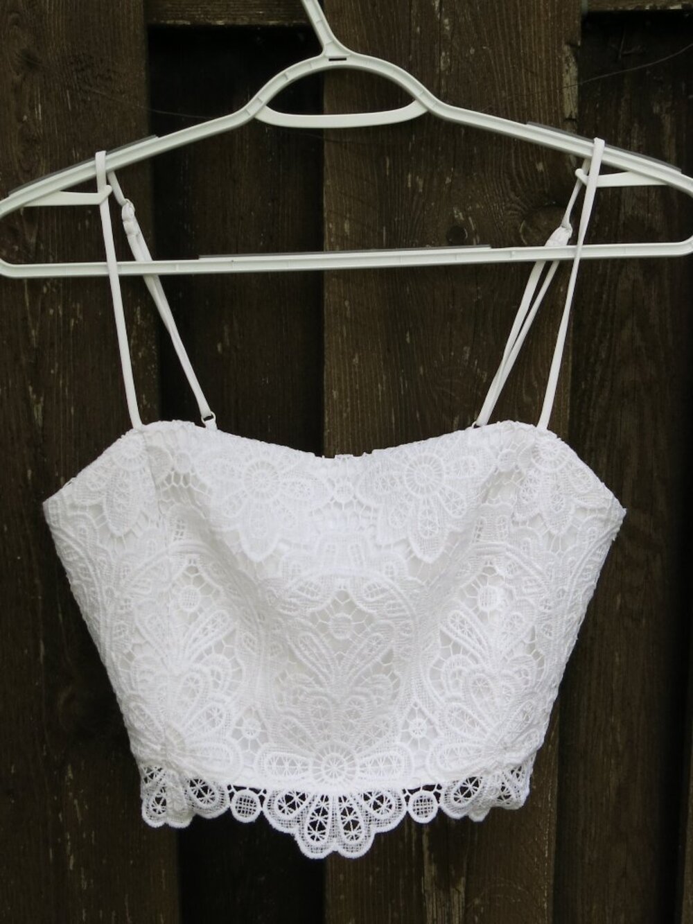 Abercrombie & Fitch Ultra Cropped White Lace Square Neck Bohemian Party Top Sz.M